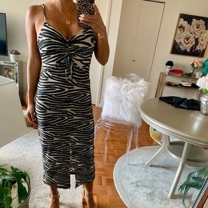 Cream and black midi dress